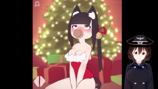 Recebendo um boquete da catgirl de natal