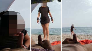 Dick flash - Dziewczyna przyłapała mnie na waleniu konia na publicznej plaży i pomóż mi dojść - MissCreamy