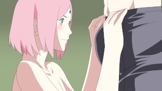 Sakura e Sasuke sexo parte 1 Naruto Young Kunoichi Hentai Anime Animação Boquete tetas buceta