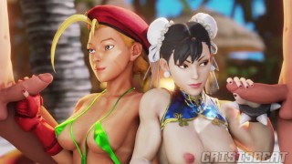 Chun Li e Cammy são fodidos na praia