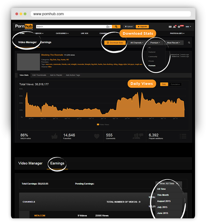 Pornhub Content Partner - Manage your earnings and video stats