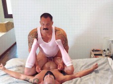 mature, mustached, beefy muscle hunk in spandex fuckc bearded guy 0203-1 5 gif