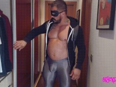 bearded, beefy muscle  in bulging spandex legging 0036-1 4 gif