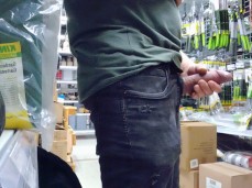 Dutch dude strokes his big, thick, uncut cock in garden center 0106-1 10 gif